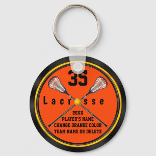 Zwarte en Oranje Lacrosse Gift Ideeën, PERSONALISE Sleutelhanger