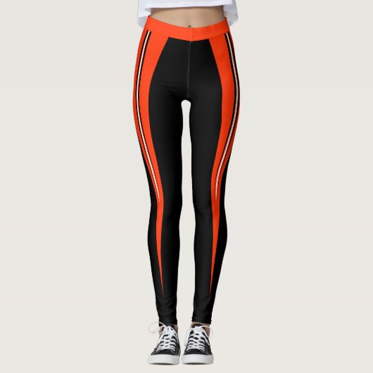 Zwarte en Oranje Leggings (Voorkant)