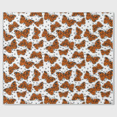 Zwarte en Oranje Monarch Boterfly Happy Birthday Cadeaupapier (Vlak)