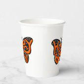 Zwarte en Oranje Monarch Boterfly Happy Birthday Papieren Bekers (Rechts)