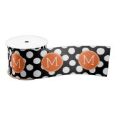 Zwarte en Oranje poka Dots met aangepast monogram Satijnen Lint (Spoel)