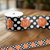 Zwarte en Oranje poka Dots met aangepast monogram Satijnen Lint