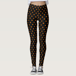 Zwarte en Oranje pokadots Leggings