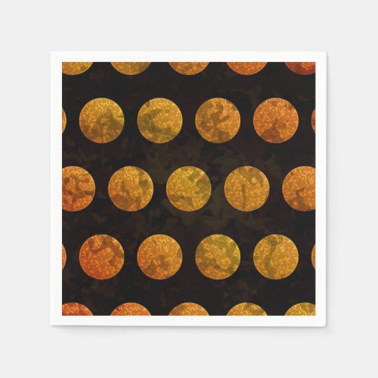 Zwarte en oranje polka dot herfst servet (Voorkant)