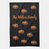 Zwarte en Oranje pompoen Halloween gepersonaliseer Theedoek (Verticaal)