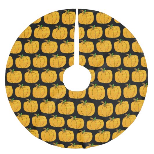 Zwarte en Oranje pompoenen Halloween Tree Skirt Kerstboom Rok (Voorkant)