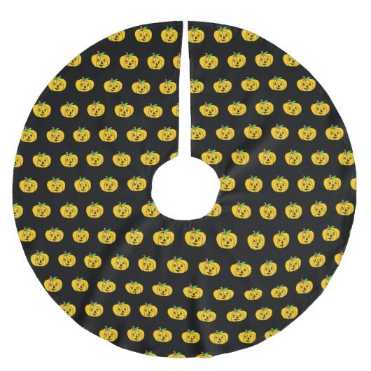 Zwarte en Oranje pompoenen Halloween Tree Skirt Kerstboom Rok (Voorkant)