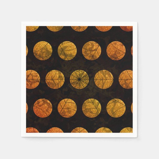 Zwarte en oranje puntspiderweb servet (Voorkant)