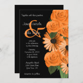 Zwarte en oranje rozen & madeliefjes kaart (Voorkant / Achterkant)