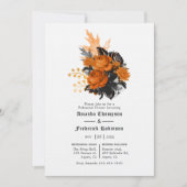 Zwarte en Oranje Shabby Floral Rehearsal Dinner Kaart (Voorkant)