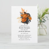 Zwarte en Oranje Shabby Floral Rehearsal Dinner Kaart (Staand voorkant)