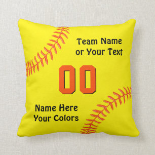Zwarte en Oranje Softball Pillow, speciaal geperso Kussen