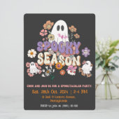 Zwarte en Oranje spookachtige geest Halloween-uitn Kaart (Staand voorkant)