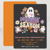 Zwarte en Oranje spookachtige geest Halloween-uitn Kaart (Voorkant / Achterkant)