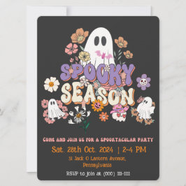 Zwarte en Oranje spookachtige geest Halloween-uitn Kaart