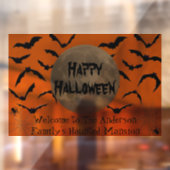 Zwarte en Oranje spookachtige typografie Happy Hal Raamsticker (Vel 2)