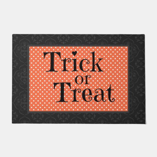 Zwarte en Oranje Stippen Fun Trick or treat Deurmat (Voorkant)