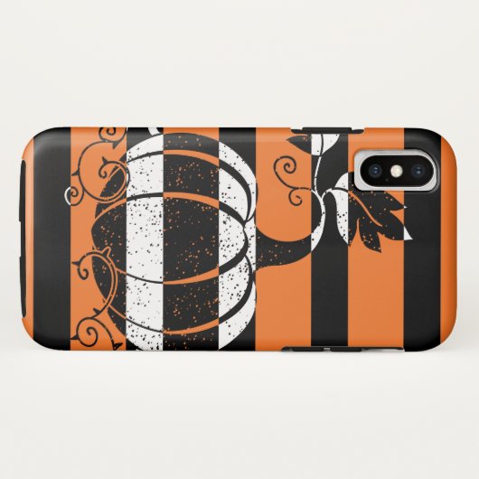 Zwarte en oranje strepen met pompoen Case-Mate iPhone case (Achterkant (horizontaal))