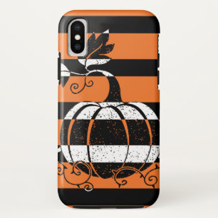 Zwarte en oranje strepen met pompoen Case-Mate iPhone case