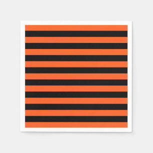Zwarte en Oranje stripes Napkins Servet