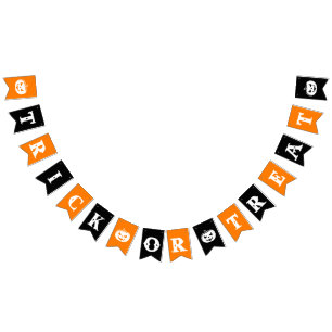 Zwarte en Oranje Trick or treat Halloween Party Vlaggetjes