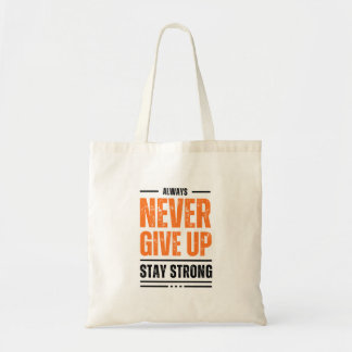 Zwarte en Oranje typografie nooit opgeven Tote Bag