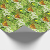 Zwarte en Oranje vlinder op witte ventilator Cadeaupapier (Hoek)