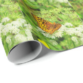 Zwarte en Oranje vlinder op witte ventilator Cadeaupapier (Rol Hoek)