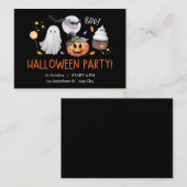 Zwarte en Oranje Waterverf Halloween Notitiekaartje (Voorkant / Achterkant)