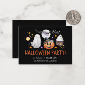 Zwarte en Oranje Waterverf Halloween Notitiekaartje (Voorkant / Achterkant in situ)