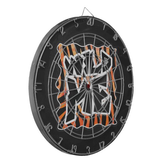Zwarte en Oranje wilde Zebra Dartbord (Voorkant Links)