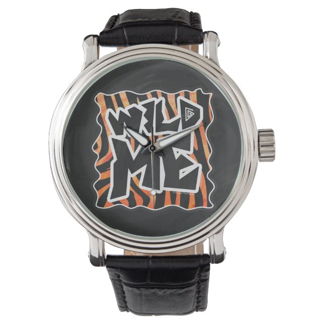 Zwarte en Oranje wilde Zebra Horloge (Voorkant)