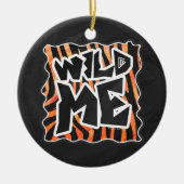 Zwarte en Oranje wilde Zebra Keramisch Ornament (Voorkant)