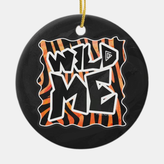 Zwarte en Oranje wilde Zebra Keramisch Ornament (Voorkant)