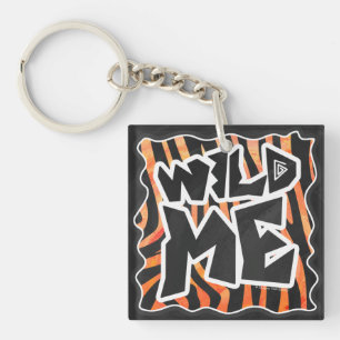 Zwarte en Oranje wilde Zebra Sleutelhanger