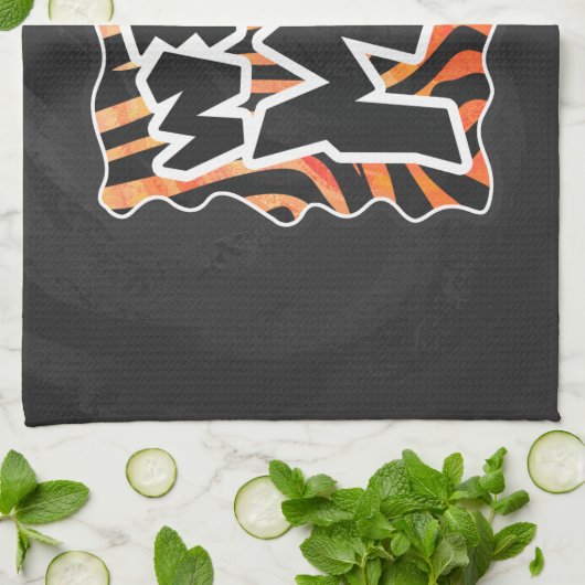 Zwarte en Oranje wilde Zebra Theedoek (Gevouwen)