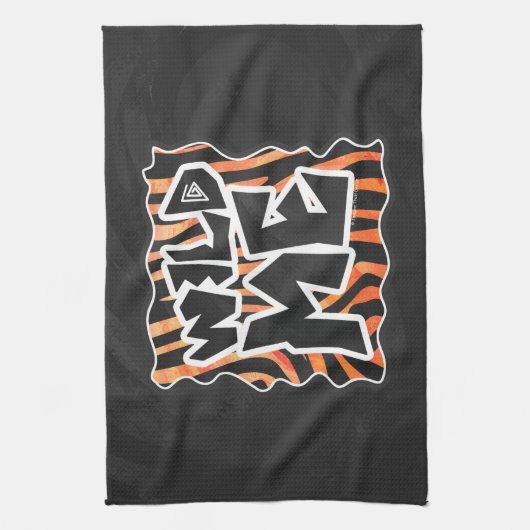 Zwarte en Oranje wilde Zebra Theedoek (Verticaal)