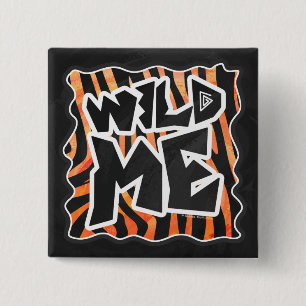 Zwarte en Oranje wilde Zebra Vierkante Button 5,1 Cm