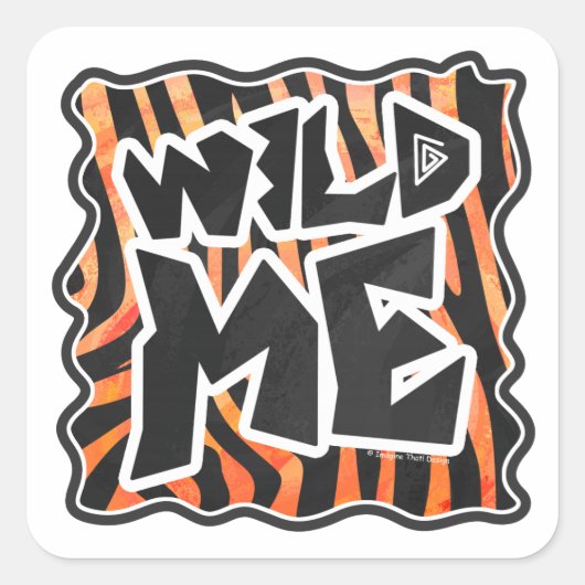 Zwarte en Oranje wilde Zebra Vierkante Sticker (Voorkant)