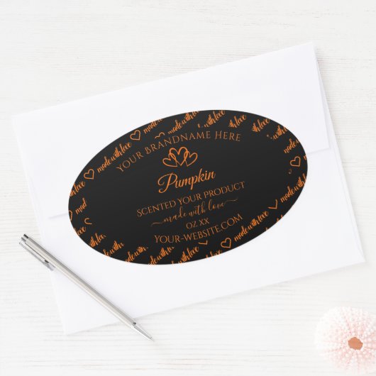 Zwarte en Oranje Word Cloud Product Labels harten (Envelop)