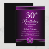 Zwarte en Paarse 30e verjaardag Kaart (Voorkant / Achterkant)