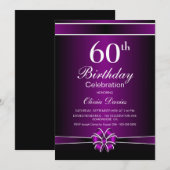 Zwarte en Paarse 60e verjaardag Kaart (Voorkant / Achterkant)