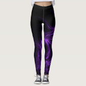 Zwarte en Paarse Abstracte achtergrond Leggings (Voorkant)