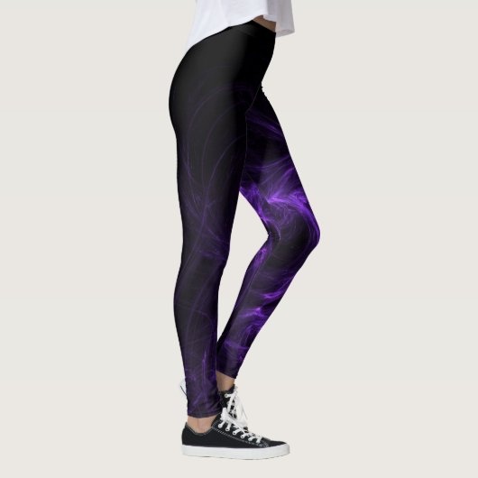 Zwarte en Paarse Abstracte achtergrond Leggings (Rechts)