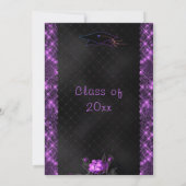 Zwarte en Paarse Afstuderen Uitnodiging Sjabloon (Achterkant)