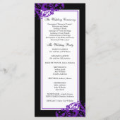 Zwarte en Paarse bloeiende wervelingen bruiloft pr Programmakaart (Achterkant)