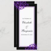 Zwarte en Paarse bloeiende wervelingen bruiloft pr Programmakaart (Voorkant / Achterkant)