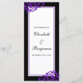 Zwarte en Paarse bloeiende wervelingen bruiloft pr Programmakaart (Voorkant)