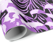  zwarte en paarse bloemen en vogels cadeaupapier (Rol Hoek)