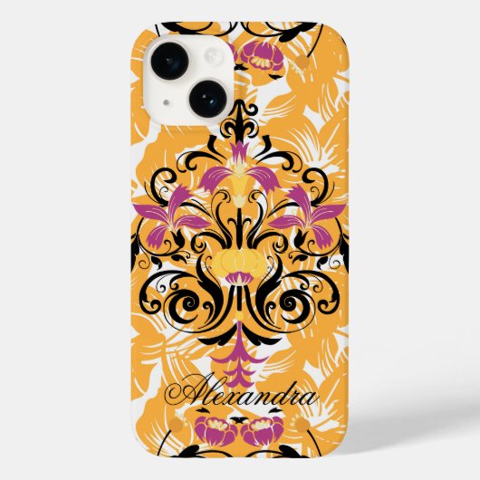 Zwarte en paarse bloemen, opvallende kunst Case-Mate iPhone case (Achterkant)